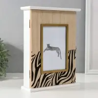 Ключница настенная с фоторамкой 10&times;15 см &laquo;Зебра&raquo;, дерево, 5 крючков, 6&times;20&times;25.8 см