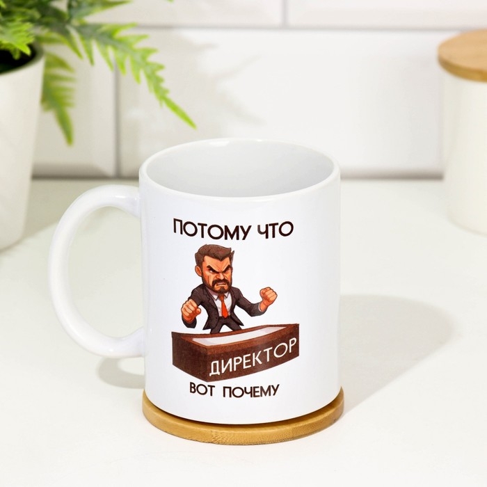 Кружка чайная керамическая Кружка чайная керамическая "Потому что директор вот почему", 320 мл
