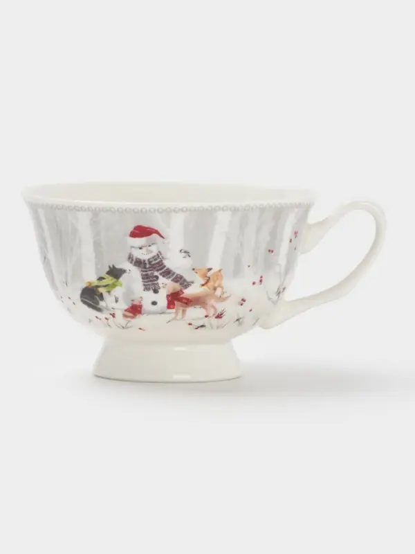 Чайная пара новогодняя «Снежные забавы», 2 предмета: чашка 180 мл, блюдце d=15 см, керамика, подарочная упаковка, белая Чайная пара новогодняя «Снежные забавы», 2 предмета: чашка 180 мл, блюдце d=15 см, керамика, подарочная упаковка, белая