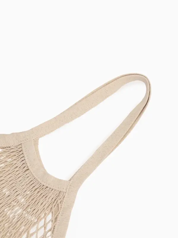 Сумка - авоська плетёная, клетка 1.5 см, бежевая