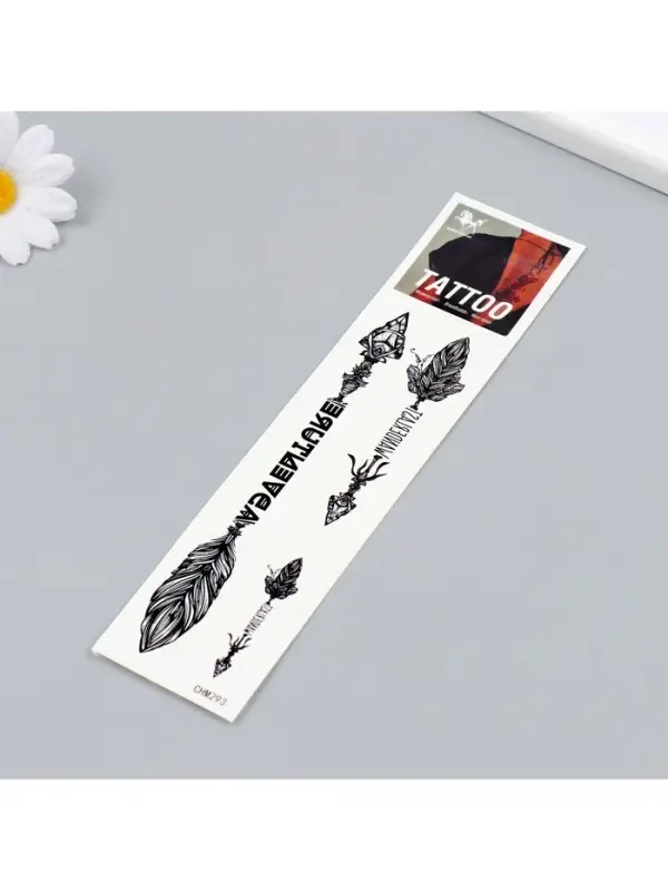 Переводная тату на тело чёрная «Стрелы с перьями», 20.8×4.7 см