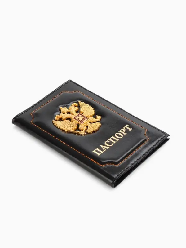 Обложка для паспорта, с гербом, чёрная