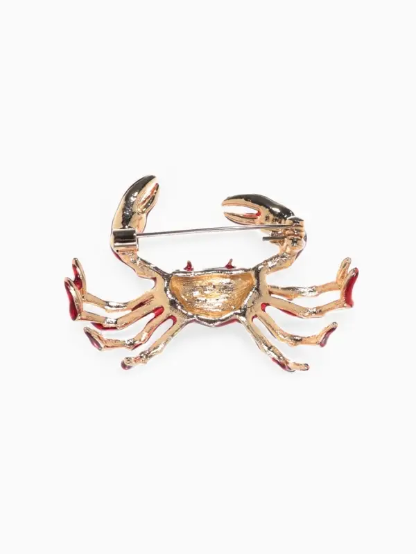 Брошь &laquo;Краб&raquo;, красная в золоте