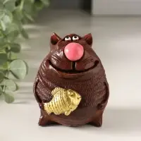 Сувенир Кот с рыбой,микс 7х5,5х6см