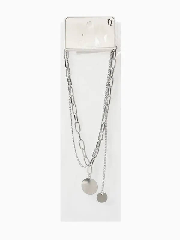 Кулон &laquo;Цепь&raquo;, звенья, 2 нити, цвет серебро, 42 см