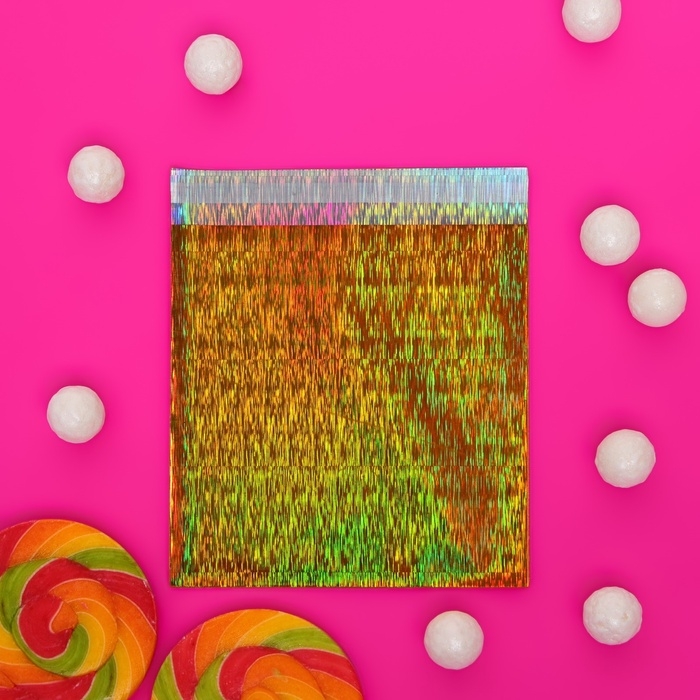 Пакет подарочный голографический с липкой лентой, Пакет подарочный голографический с липкой лентой, "Звездное небо", 10x10+2 см набор 5шт