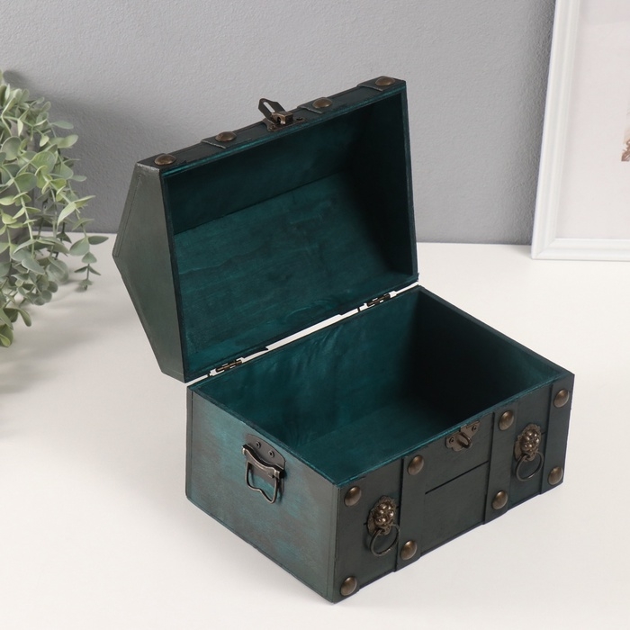 Шкатулка сундук дерево  Шкатулка сундук дерево "Леон" зелёный 24х17х18,5 см