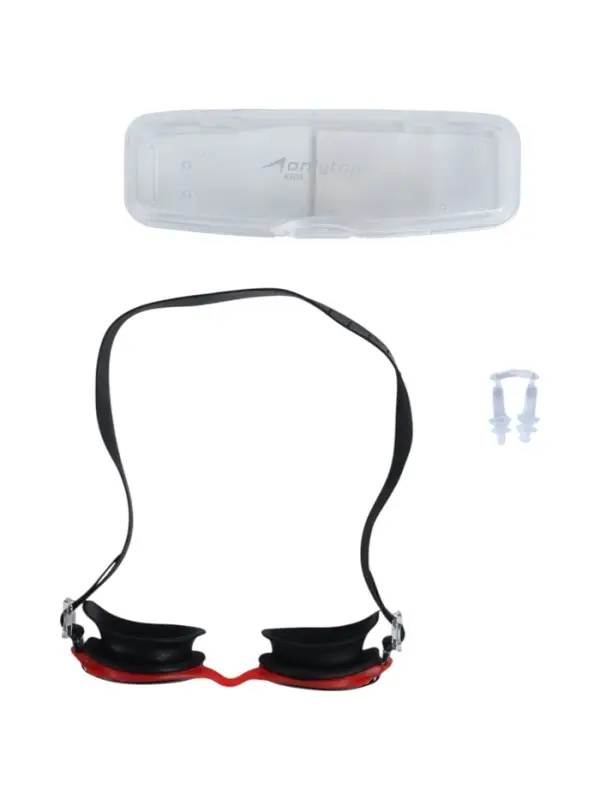 Очки для плавания детские ONLYTOP, беруши, цвет чёрный