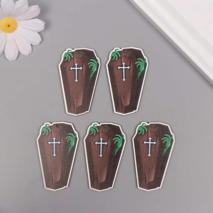 Декор для творчества дерево Декор для творчества дерево "Гробик" набор 5 шт 5,5х3,4х0,3 см