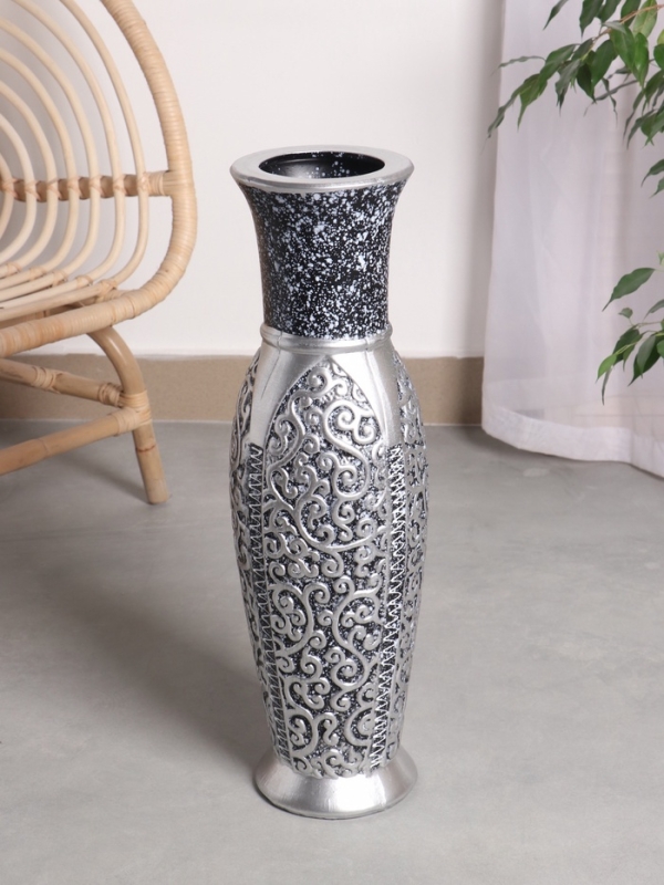 Ваза керамика напольная Ваза керамика напольная "Нико" 60х15 см, серебристо-чёрный