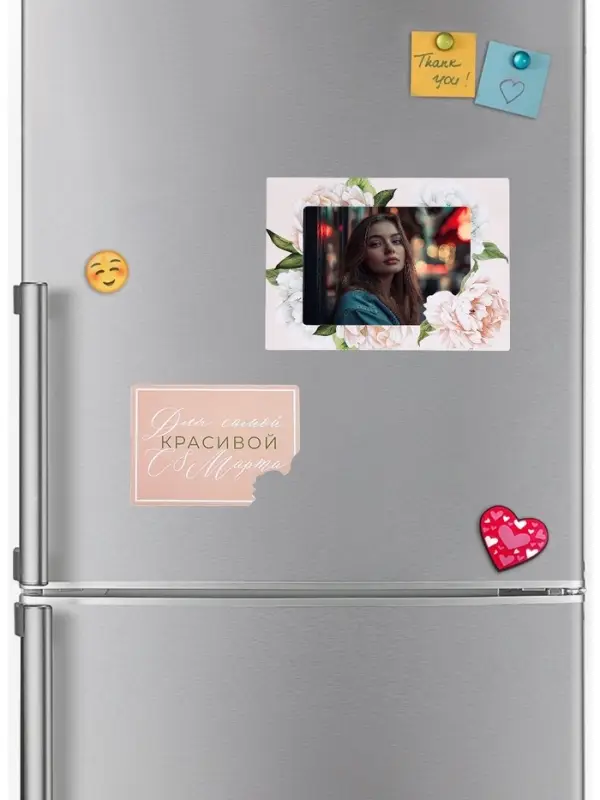 Магнит фоторамка на 8 Марта «Цветы», 10×14 см