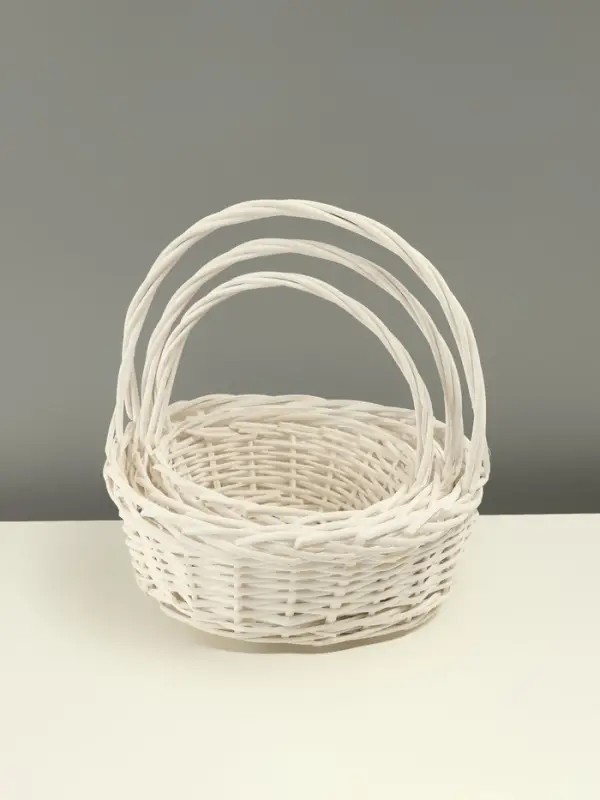 Набор корзин из 3 шт, 35х35х14/35 см, 30х30х12,5/30 см, 25х25х11/25 см, белый, ива