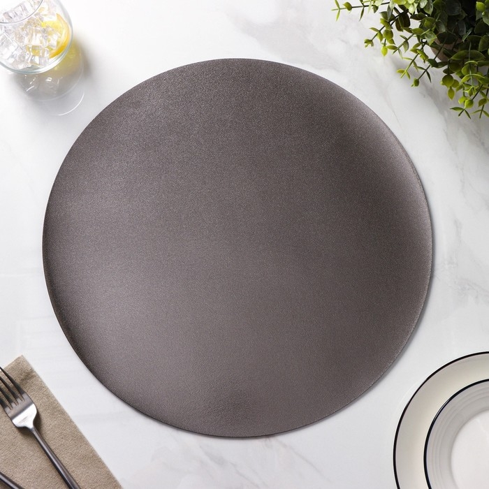 Салфетки сервировочные на стол Доляна «Спутник», d=38 см, 4 шт, двусторонние, цвет металлический/чёрный