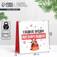 Пакет подарочный новогодний &laquo;Сладкое вредно&raquo;, 22&times;22&times;11 см