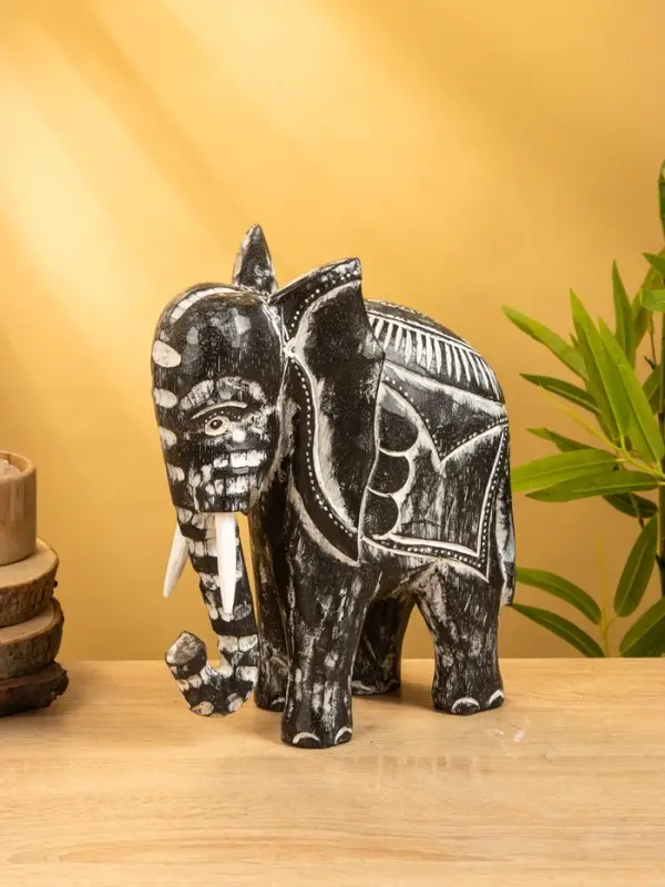 Сувенир "Слон" дерево 24х9х30 см, цв. чёрно-белый