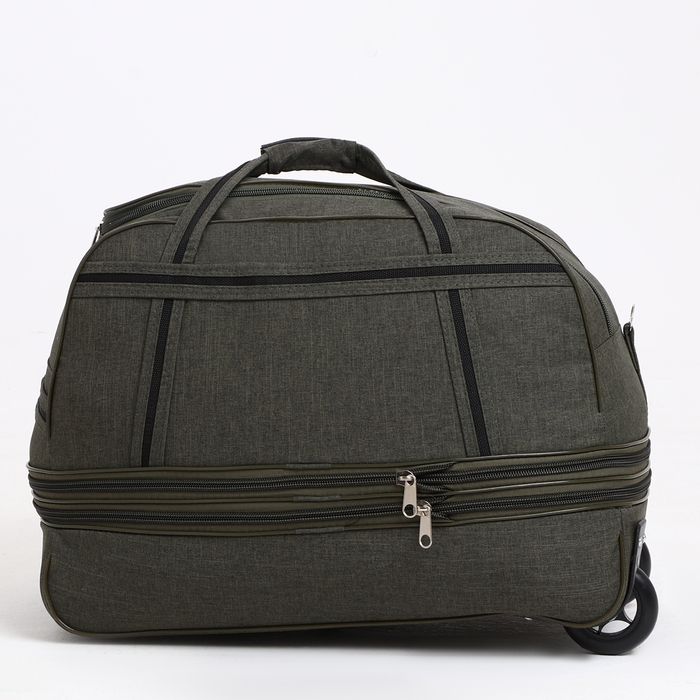 Сумка дорожная на колёсах, отдел на молнии, с увеличением, 2 наружных кармана, цвет хаки Сумка дорожная на колёсах, отдел на молнии, с увеличением, 2 наружных кармана, цвет хаки