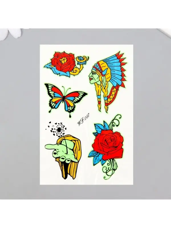 Переводные тату на тело светящиеся цветные «Этника», 14.3×7.5 см