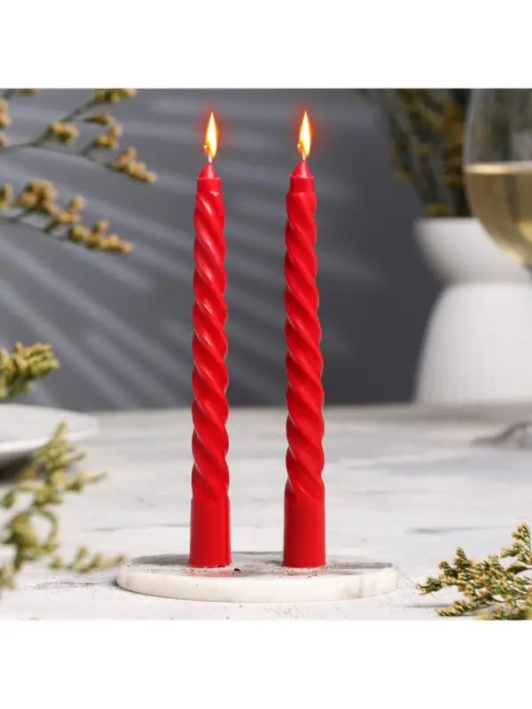 Набор свечей ароматических витых, 1.5&times;15 см, 2 шт., роза