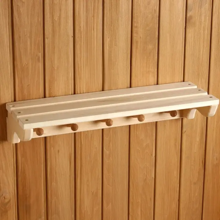 Полка - вешалка для бани и сауны, 57&times;18&times;12 см, деревянная, настенная, 5 крючков, &laquo;Добропаровъ&raquo;