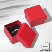 Коробочка подарочная под кольцо/серьги/серьги «Минимал», 5×5 см, красная, вставка чёрная