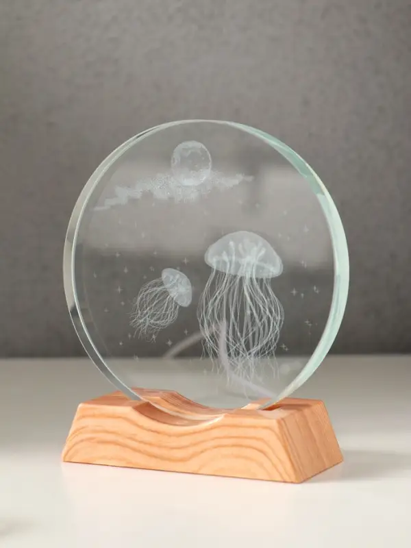 Сувенир стекло свет Сувенир стекло свет "Диск. Медузы" 5хLED d=10 см, USB 10х4х11,4 см