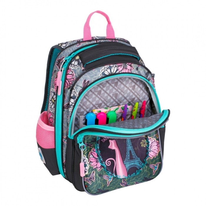 Рюкзак каркасный 39 х 29 х 17 см, Across 410, наполнение: мешок, пенал, серый/розовый ACR22-410-13 Рюкзак каркасный 39 х 29 х 17 см, Across 410, наполнение: мешок, пенал, серый/розовый ACR22-410-13