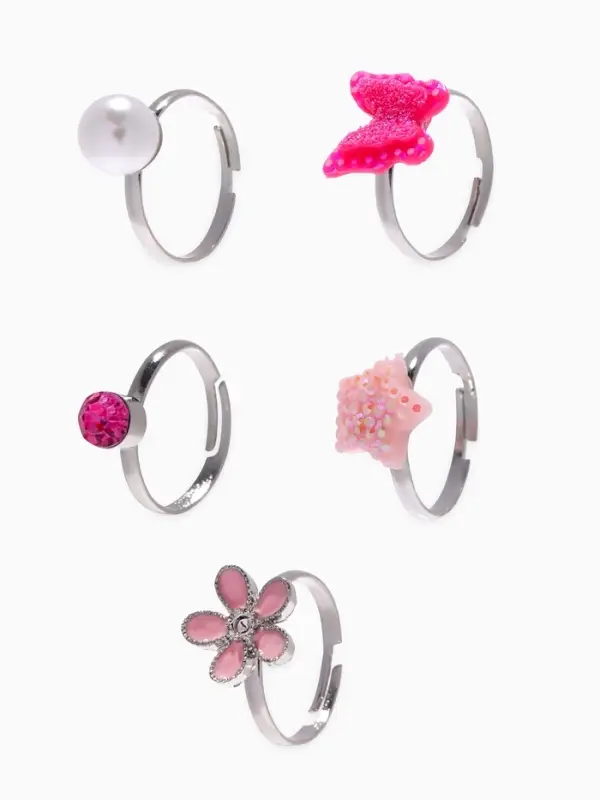 Набор детских колец &laquo;Выбражулька. Красота&raquo;, 5 шт. розовый, безразмерные