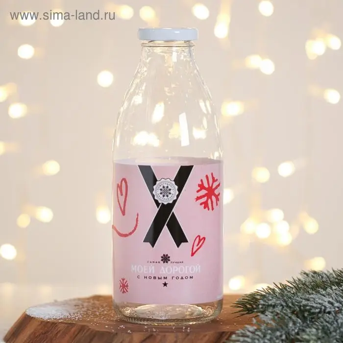 Бутылка стеклянная новогодняя «С Новым Годом. Счастья, радости», 750 мл Бутылка стеклянная новогодняя «С Новым Годом. Счастья, радости», 750 мл