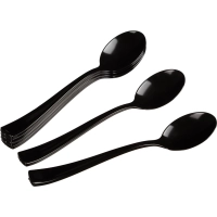 Ложка одноразовая столовая  175мм, черная , ПС 50 шт/уп