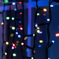 Гирлянда &laquo;Занавес&raquo; 2&times;3 м, IP65, УМС, тёмная нить каучук, 600 LED, свечение мульти, 220 В