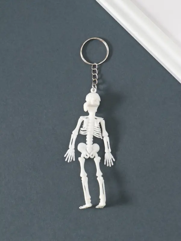 Брелок пластик "Скелет в бандане" белый 10х3,5х1 см