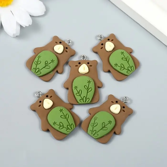 Декор для творчества пластик Декор для творчества пластик "Бурый мишка с петелькой" 0,8х2,3х2,8 см