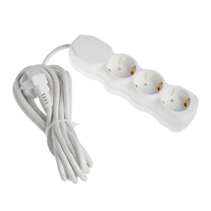 Удлинитель сетевой Luazon Lighting ECO, 3 розетки, 4.5 м, 16 А, 3500 Вт, заземление, выключатель, белый