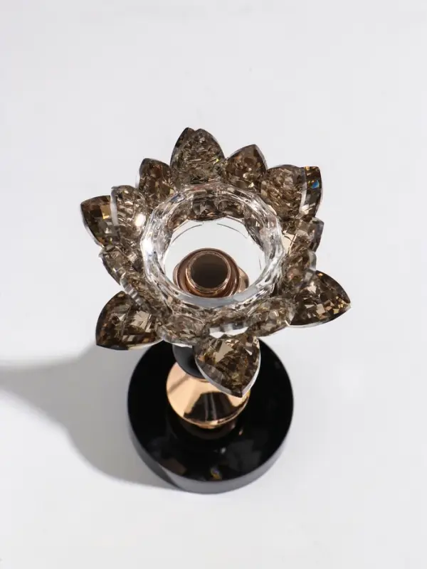 Подсвечник стекло, металл на 1 свечу  Подсвечник стекло, металл на 1 свечу "Лотос" чёрно-золотой 8х8х22 см