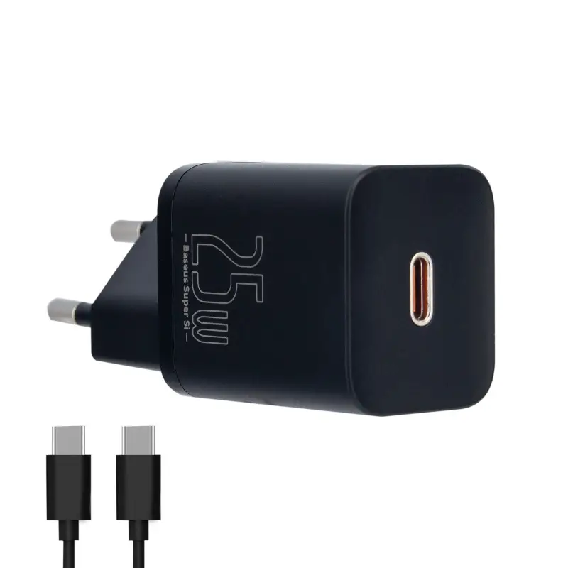 Сетевое зарядное устройство с кабелем Type-C-Type-C PD25W TZCCSUP-L01 Baseus черное