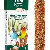 Лакомство Triol для мелких и средних попугаев с кунжутом, 3 шт., 80 г