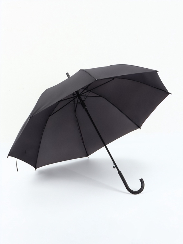Зонт-трость п/авт R48/55 8сп П/Э В/У ОДНОТОН ручка-крюк черный пакет Зонт-трость п/авт R48/55 8сп П/Э В/У ОДНОТОН ручка-крюк черный пакет