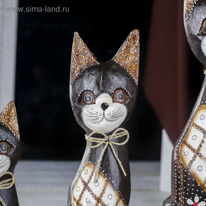 Сувенирный набор Сувенирный набор "Кошечки с ромбовым узором" дерево (высота 50,40,30 см)