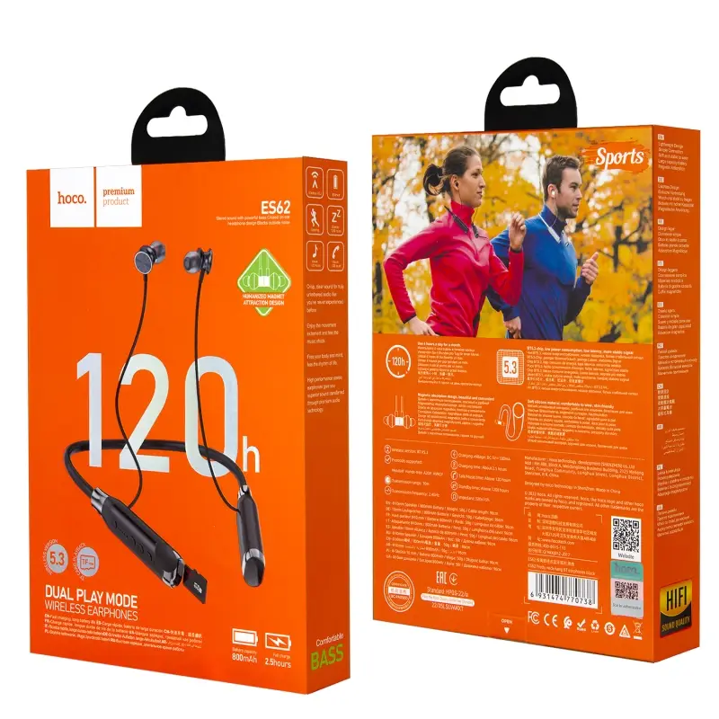 Наушники ES62 Bluetooth Sport Earphone HOCO черные Наушники ES62 Bluetooth Sport Earphone HOCO черные