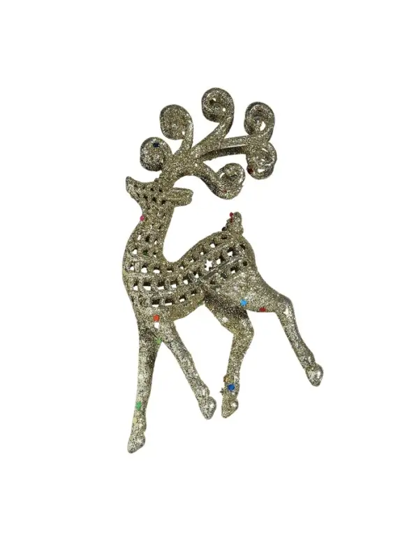 Ёлочные игрушки 2 шт. &laquo;Зимнее волшебство. Ажурный олень в блёстках&raquo; пластик, 5.5&times;12 см, серебро/золото