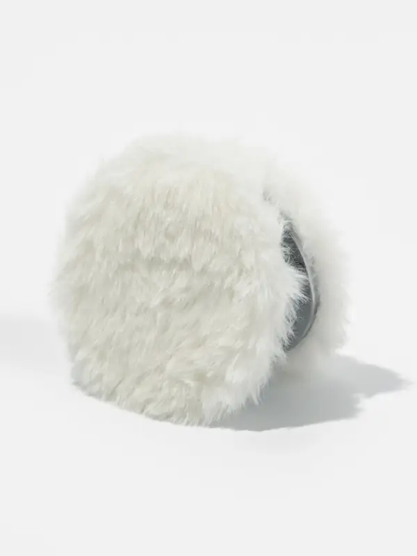 Зеркало складное «Мех», d=8 см, с увеличением, с искусственным мехом, белое