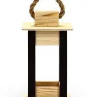 Фонарь декоративный, 9&times;9&times;18 см, деревянный, цвет натуральный с чёрным