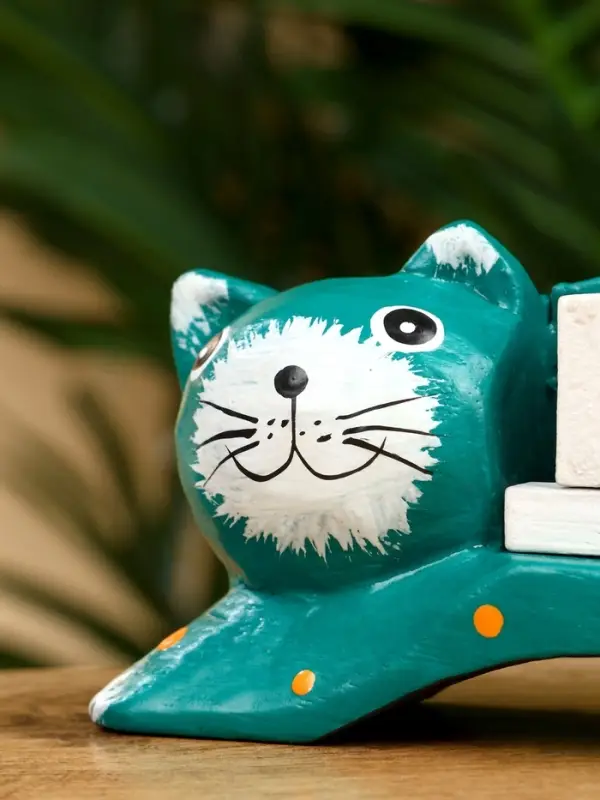 Календарь настольный &laquo;Кошка&raquo;, 14&times;5.4&times;10 см, дерево, зелёный