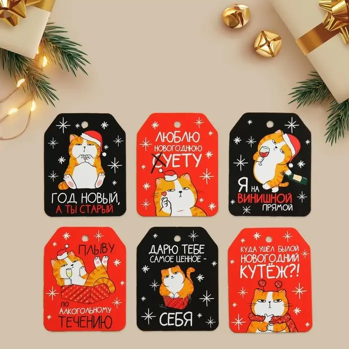 Шильдик на подарок «Год Новый, а ты старый», набор 6 штук, 16×24 см Шильдик на подарок «Год Новый, а ты старый», набор 6 штук, 16×24 см