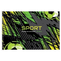 Альбом для рисования А4, 24 листа, на гребне, Sport, обложка мелованный картон, блок офсет 100 г/м², МИКС