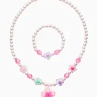 Набор детский &laquo;Выбражулька. Цветок и жемчуг&raquo;, 2 предмета: бусы, браслет, разноцветный