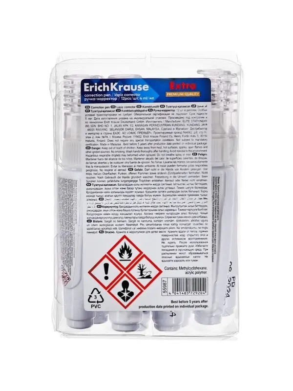 Ручка-корректор 4 мл, ErichKrause Extra, металлический наконечник, на основе растворителя