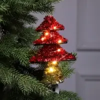 Светодиодная фигура из мишуры &laquo;Ёлочка красная&raquo; 17&times;13 см, 10 LED, от батареек AG10&times;3, свечение тёплое белое