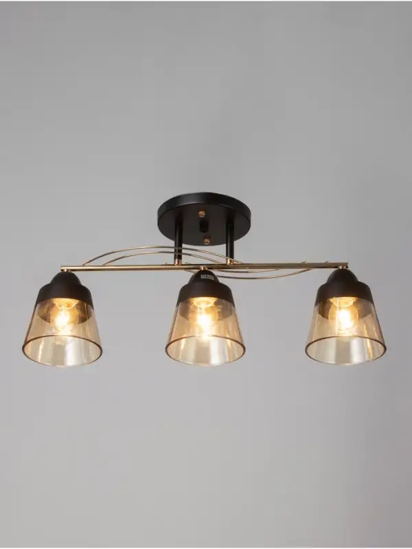 Люстра потолочная BayerLux &laquo;Кансе&raquo;, 3хЕ27, 40 Вт, черно-золотой, 50&times;15&times;23 см