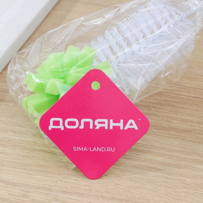 Ерш для посуды с губкой Доляна Green day, 31×5 см, анатомическая ручка Ерш для посуды с губкой Доляна Green day, 31×5 см, анатомическая ручка